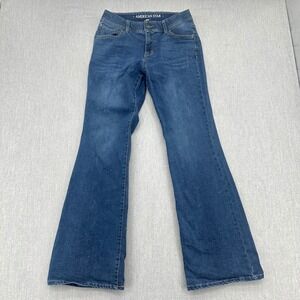 American Star Jeans Women 6 Blue Flare Denim Mid Rise Stretch Dark Wash